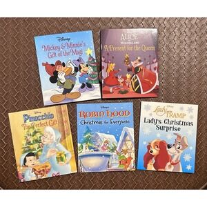 Disney 100 Christmas Story Book Set 2023 Mickey Minnie Alice Pinocchio Lady